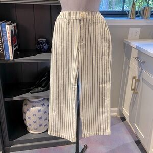 J. Crew Slim Wide Leg Striped White Jeans – Size 24P